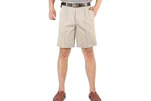Yeokou Men's Classic Weekend Oxford Pleated Front Golf Shorts