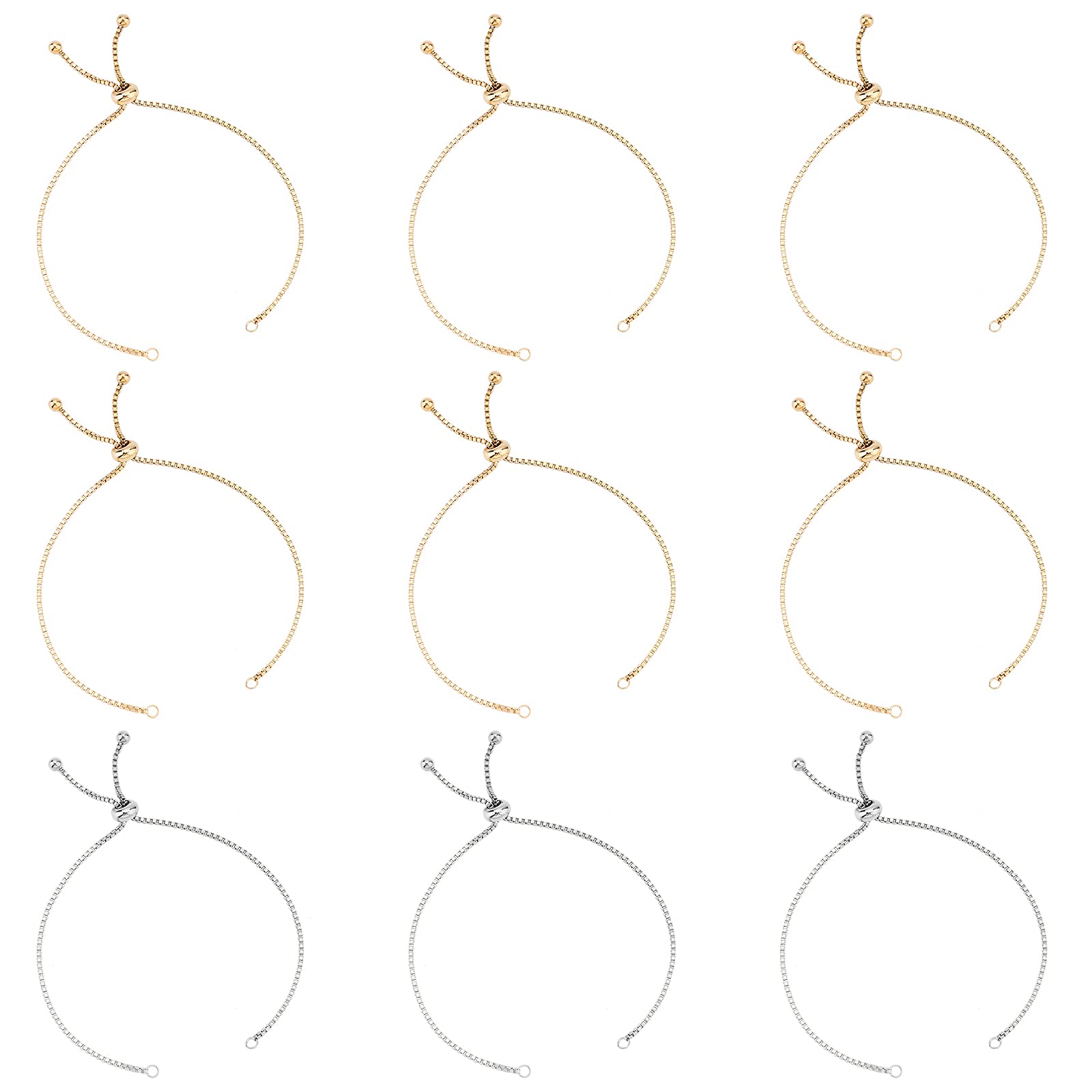 UNICRAFTALE 10pcs 2 Colors 24cm Adjustable Slider Bracelets 304 Stainless Steel Bracelet Making Slider Extender Chains with Ball Ends for Summer Gifts Women s Semi Finished DIY, Hole 2mm