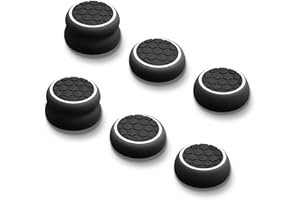 AMOACCESSORIES Thumb Grips Caps Performance Joystick Cover Controller for CQC FPS Games, Compatible with PS5, PS4, Xbox Series X/S, Xbox One, Switch Pro,3Pairs(6pcs) Silicone Armor Pattern Black