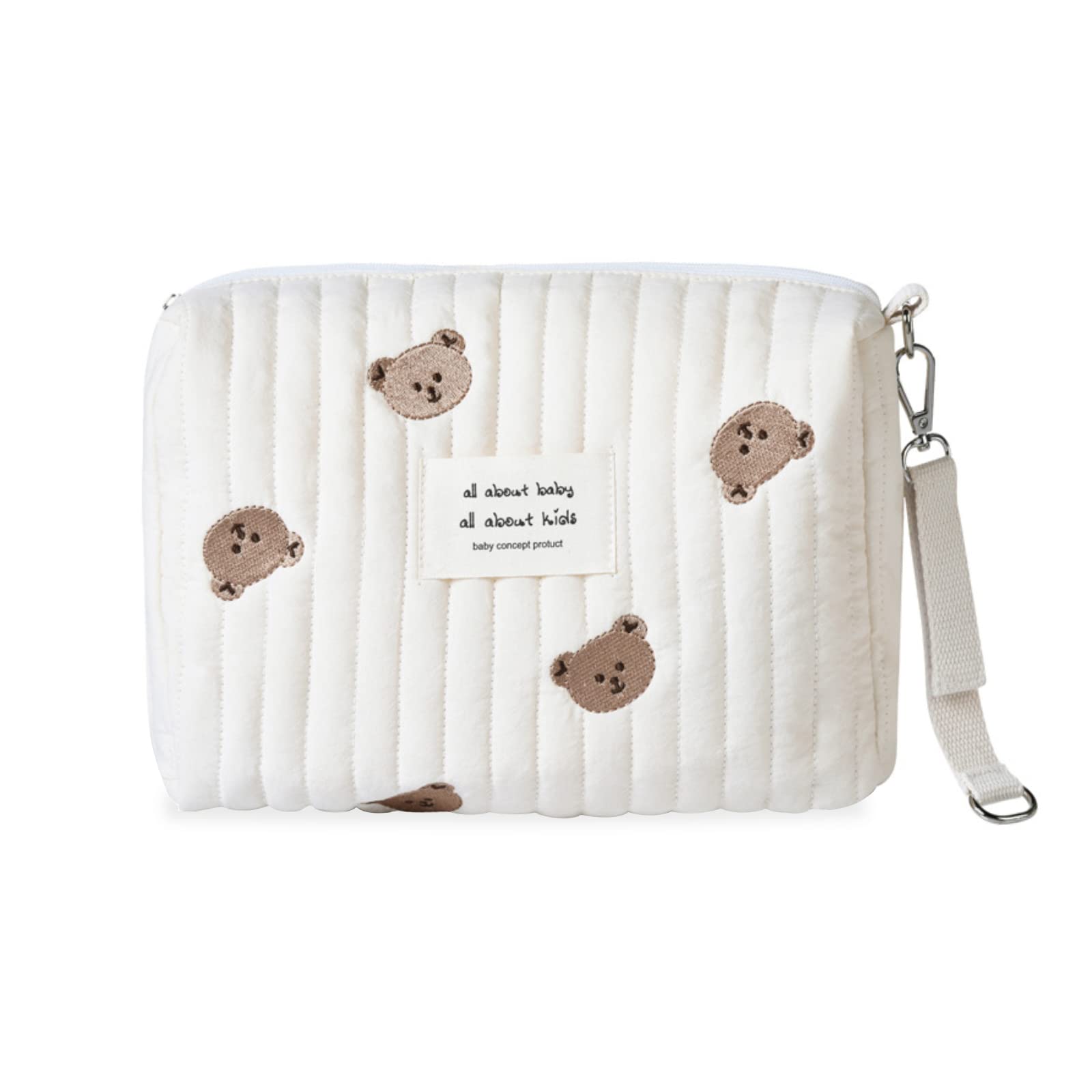 SONARIN Lightweight Pram Buggy Bag Organiser,Multifunctional Stylish Embroidery Baby Stroller Bag Organizer Pushchair Storage Bag Mommy Bag,Universal Fit All Buggy(Bear, 1 Strap)