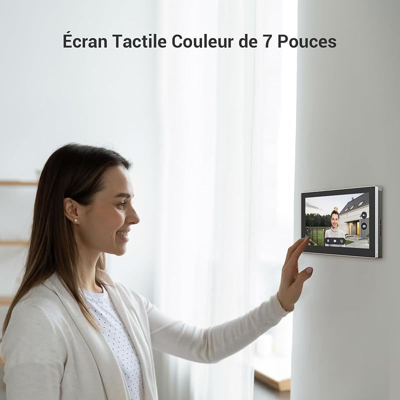 2K Interphone Video, Visiophone Filaire WiFi 2.4/5Ghz CP7