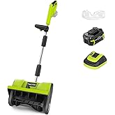 SnapFresh 20V Snow Shovel Cordless, 12" Electric Snow Thrower kit,4.0Ah Battery and Fast Charger Included (Green)