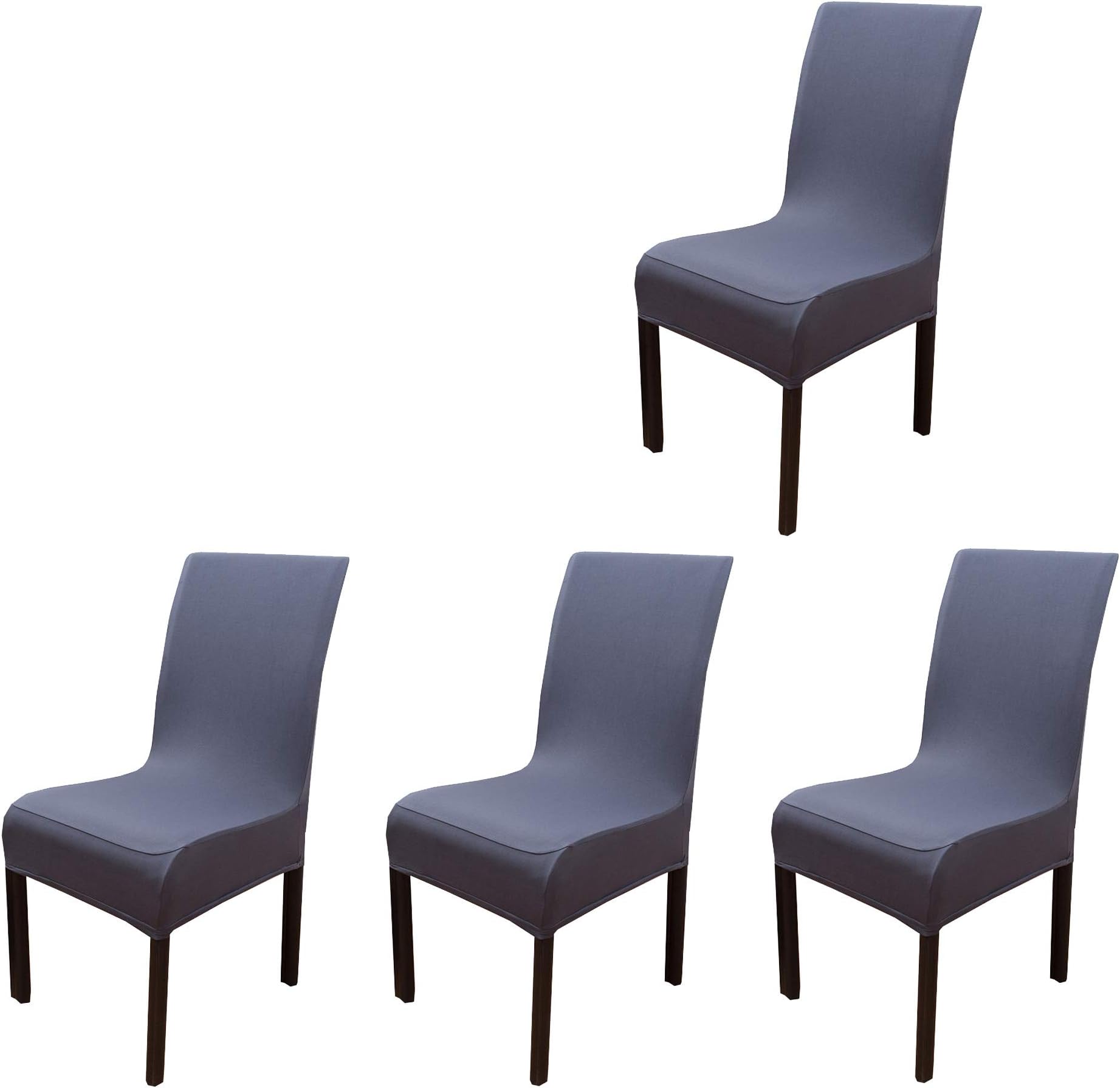 4 Pieces Spandex Stretch Washable Dining Room Chair Cover Protector Seat Slipcovers for All Seasons (Dark Gray, 4)