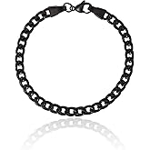 Lucky Brand Men’s Stainless Steel 8MM Figaro Bracelet - Black Plated Durable Chain Link Jewelry