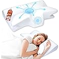 Hexus Cervical Neck Pillow for Neck Pain Relief, Memory Foam Pillows Contour Bed Pillow for Sleeping, Odorless Ergonomic Orthopedic Neck Support Pillows for Side Back Stomach Sleeper, White