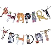 Cat Themed Banner - Colorful and fun party decorations for cat lovers (Funny Cat Happy Birthday)