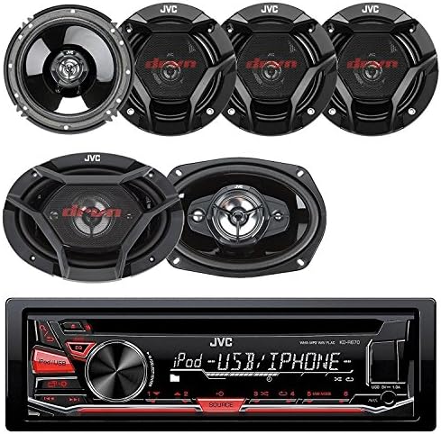JVC KD-R670 CD/MP3/WMA Receiver Bundle Combo With 2x JVC CS-DR6930 6x9" 1000w 3-Way Vehicle Stereo Coaxial Speakers + 4x CS-DR620 6.5" 300W 2-Way Audio Speakers