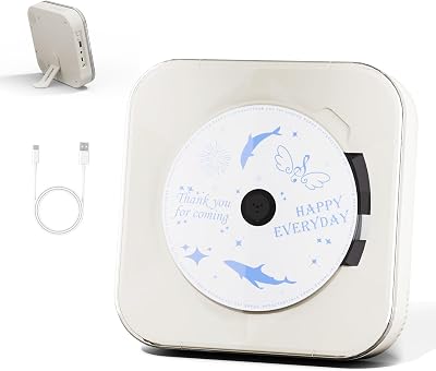 Yintiny Portable CD Player Transparent Lid Speakers Bluetooth USB Port