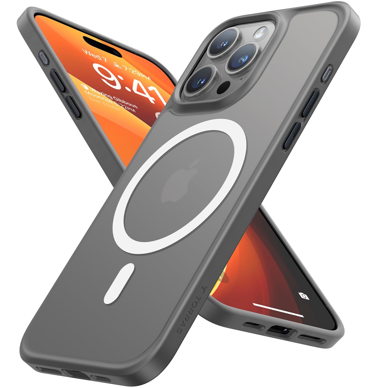 TORRAS for iPhone 16 Pro Case with MagSafe, 12FT Military Grade Shockproof, Slim Thin but Sturdy, Velvety Touch and Anti-Slip Texture, Magnetic Protective for iPhone 16 Pro Case Cover, Matte Gray