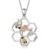 FLYOW 925 Sterling Silver Cute Animal Jewelry Hummingbird/Butterfly/Wolf/Corgi/Cat/Snake/Spider/Bat/Penguin/Bear/Opossum/Frog/Guinea Pig for Women Mother Friend Animal Lovers