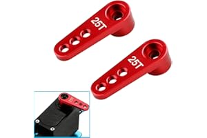 ShareGoo 2PCS Metal 25T Servo Horn M3 Threads Steering Arm Server Rocker Compatible with Futaba Savox Power HD HSP Servos Motor 1/8 1/10 RC Car Truck,Red