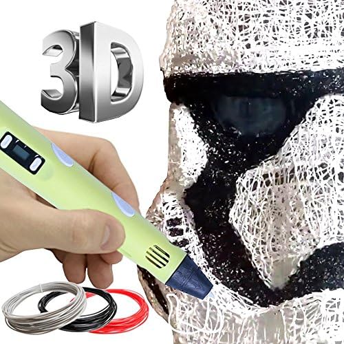 Professional 3D Printing Pen With LCD Display, INCLUDED 1.75mm PLA\ABS Filament Pack of 3 Different Colors, Each Color 10 Feet Long (Yellow)