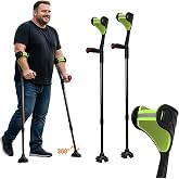 Unioncare Forearm Crutches for Adults 360&deg; Swivel 350 lbs Heavy Duty | Foldable Aluminum Frame, Height Adjustable, Padded Arm Cuff, 2 Replaceable Tips, Adults Seniors Bariatric