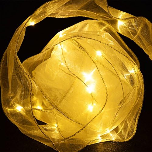 Fowod (3 Pack) 2M 20pcs LED Ribbon String Lights Wire Fairy String Lights Decorate Colorful Rope Lights Powered by Battery for Seasonal/ Christmas Trees/ Holiday/ Wedding/ Party Decoration (Cream)