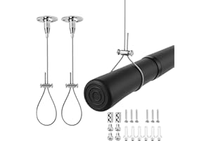 AYAYGD 2 Pack Heavy Duty Ceiling Closet Rod Support, 59" Adjustable Ceiling Mounted Curtain Rod Bracket, Ceiling Curtain Rods Holders for Curved, L-Shaped, or Straight Shower Rods, 66LB Load Capacity