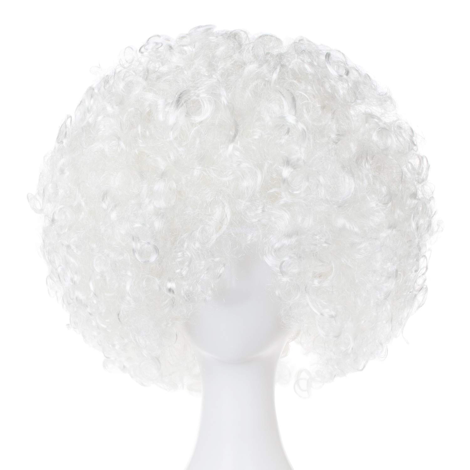 Photo 1 of Joy Join Unisex Short Fluffy Afro Funny Wigs for Halloween,Holiday Party Clown Costume (White)