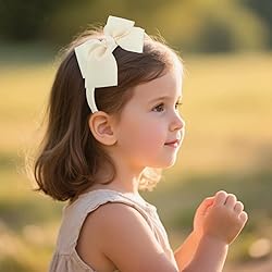 7Rainbows Cute Ivory Bow Headband for Girls