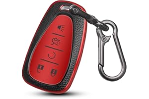MILD EAST for Chevy Key Fob Cover, 5 Button Key Case for Chevrolet Equinox Malibu Trailblazer Traverse Volt Bolt, Red