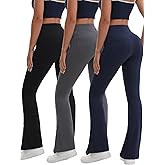 Shgiloo 3 Packs Women's Flare Leggings with Pockets, Soft High Waisted Tummy Control Bootcut Workout Yoga Pants