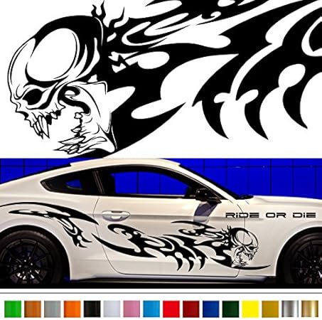 Amazon スカルカーステッカーwa56 バイナルグラフィック車ワイルドスピード系デカール髑髏 ブラック 色変更可 ステッカー デカール 車 バイク