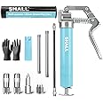 SHALL Mini Grease Gun, Small Grease Gun Kit (3.52OZ Capacity, 3000PSI) with 2PCS 4-Jaw couplers, Sharp Nozzle, Extension Adapter, 3OZ Cartridge Grease, Reinforced PVC Glove & Zerk Fitting Cleaner