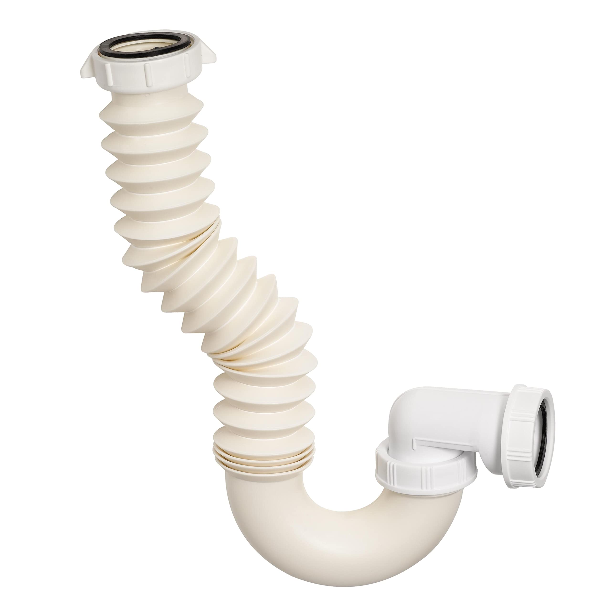 Wirquin 30720029 Sink Trap with Extendable Drain Connection, White