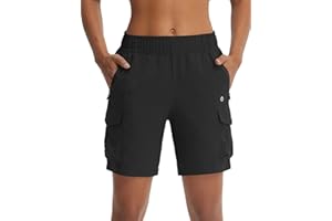 baleaf Women's 7'' Hiking Shorts Lightweight Water Resistant Athletic Golf Cargo Shorts with Zipper Pockets Quick Dry Summer
