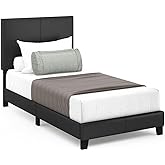FURINNO Pessac PU Leather Upholstered Platform, Twin, Black