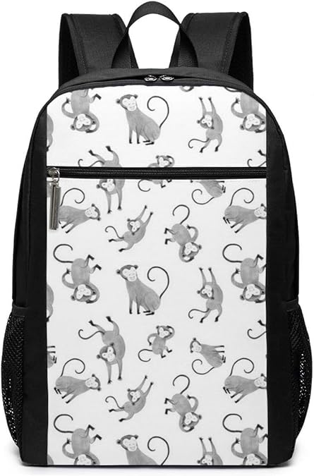 Amazon Co Jp 白黒イラストモンキー リュック 人気 メンズ バックおしゃれ レジャーバック 多機能 タウンリュック 大容量 ビジネス リュック Pcバッグ タブレットバッグ 男女兼用 17インチ シューズ バッグ