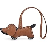 CRAZYSMITH Dachshund Leather Bag Charms,Genuine Goatskin Keychain,Cute Dog Purse Charms for Handbags,Handmade Leather Charm