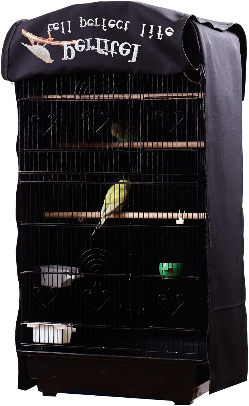 Perfitel Bird Cage Cover(Black) Good Night Birdcage Cover Black-Out Birdcage Cover Durable Breathable Washable Material… (18.1Lx14.1Wx36H): Kitchen & Dining