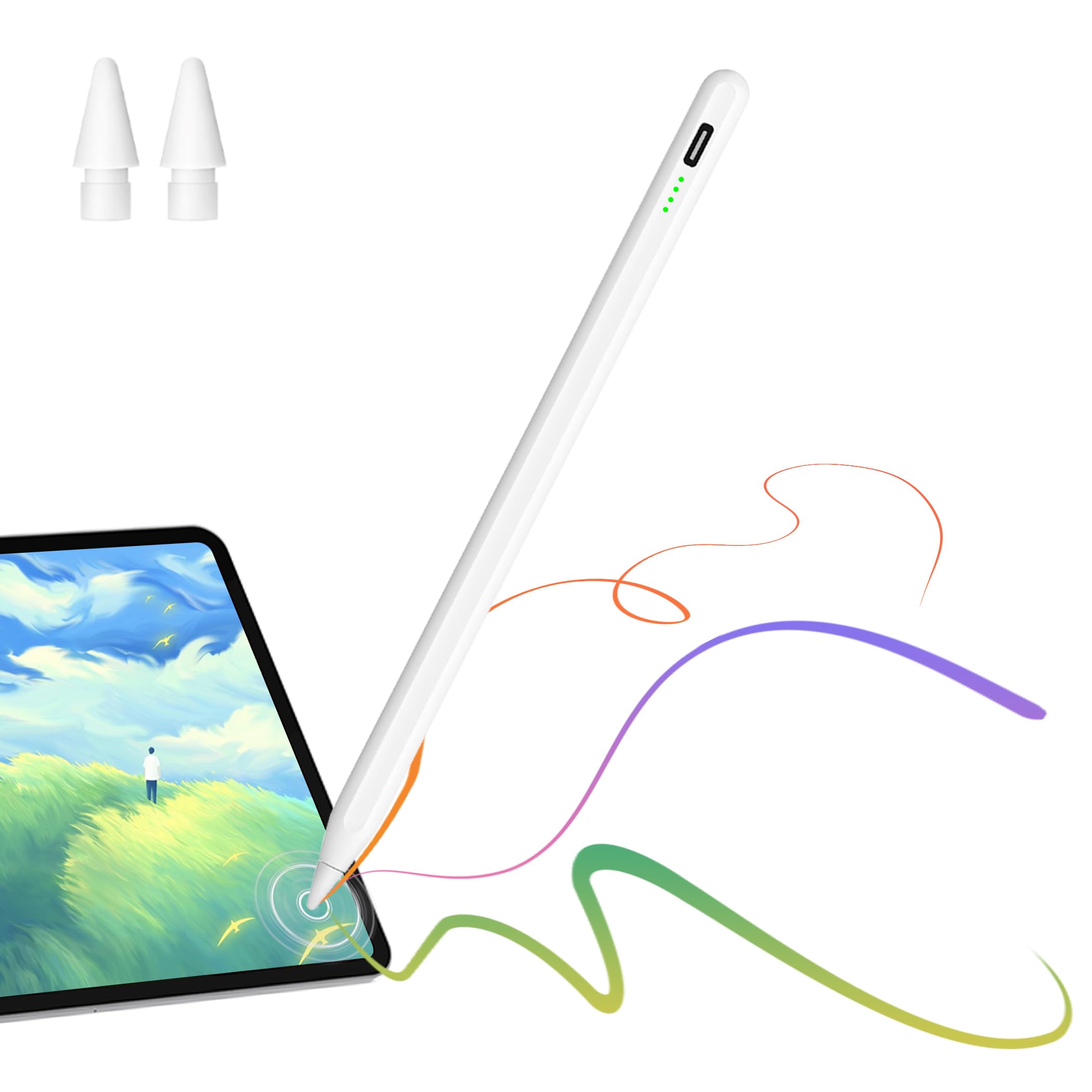 Stylus Pen for iPad (2018-2025) Apple Pencil with Palm Rejection & Tilt Sensitivity Stylus Pencil for iPad 10/9/8/7/6th Gen,Mini 6/5th Gen, Air 5/4/3th,Pro 11/12.9"