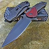 TEK Spring Assisted Opening Emergency Rescue Folding Pocket Knife: Drop Point Blade - Razor Sharp - Everyday Carry Self Defense (Checkered Wood)