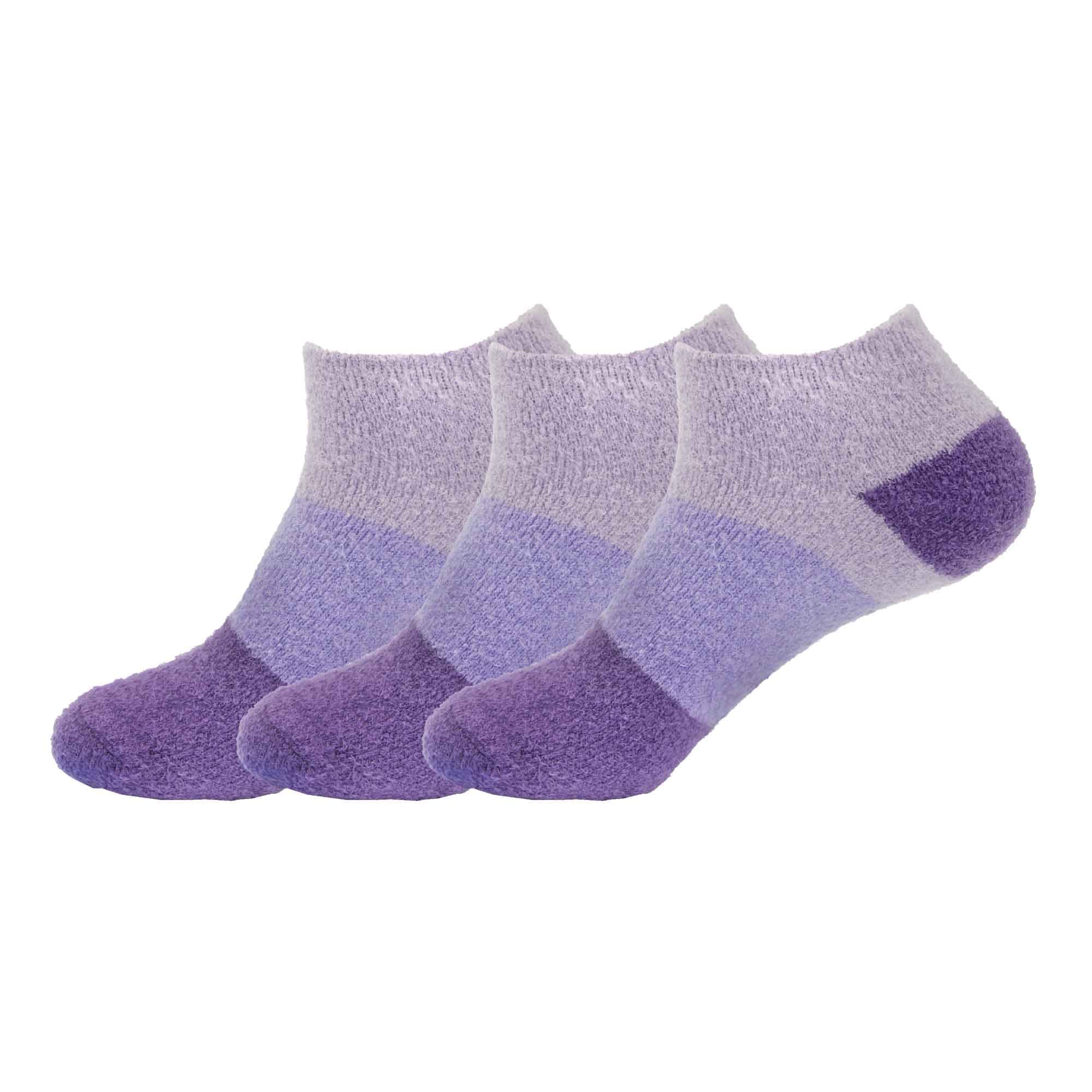 BambooMN Women's Small Super Aloe Infused Fuzzy Nylon Socks - Purple - X-Large (UK Size 7-11)
