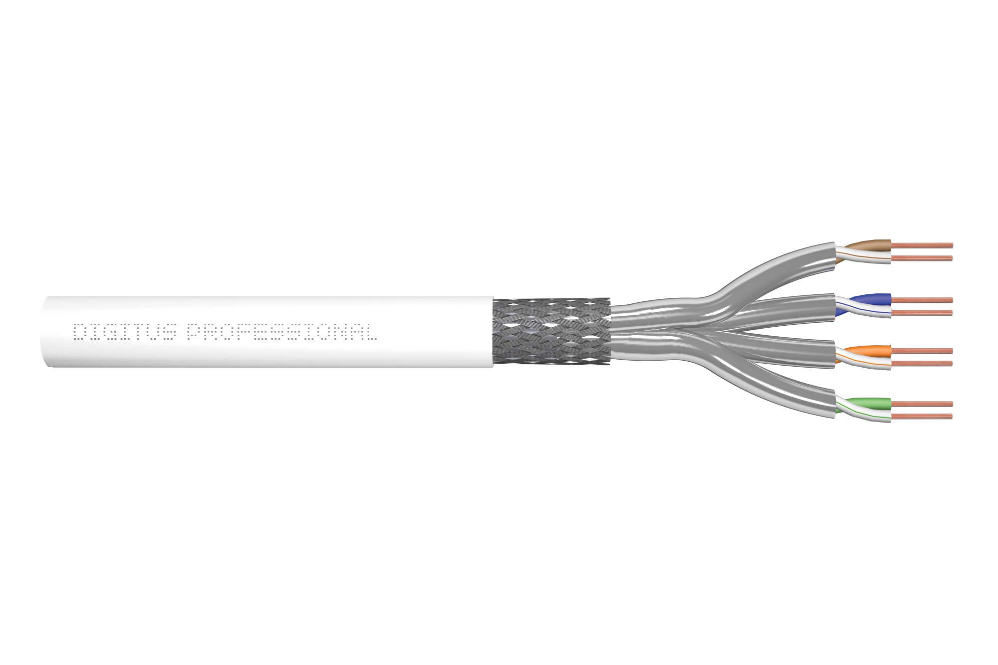 DIGITUS 305 m Cat 7 SoHo Network Cable - S-FTP (PiMF) Simplex - BauPVO Dca - LSZH Halogen Free - 600 MHz Copper AWG 26/1 - PoE Compatible - LAN Cable Installation Cable Ethernet Cable - White