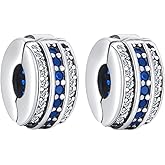 Doyafer 925 Sterling Silver Charms Clips Set Biue 5a Zircon Bracelet Bead Clip 2 Per Pack