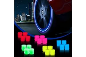 ROVIA Glow-in-The-Dark Tire Valve Stem Caps - 20 PCS Fluorescent Luminous ABS Valve Caps, Universal Fit Air Valve Covers for Car Truck SUV Motorcycle Bike — Corrosion-Resistant, Dustproof (5 Color)