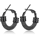 KeyStyle Mesh Hoop Earrings for Women, Stainless Steel Gold Hoops Earring Lightweight Loops, 2MM Thick Hypoallergenic Circle Endless Hollow Hoop 20mm-80mm