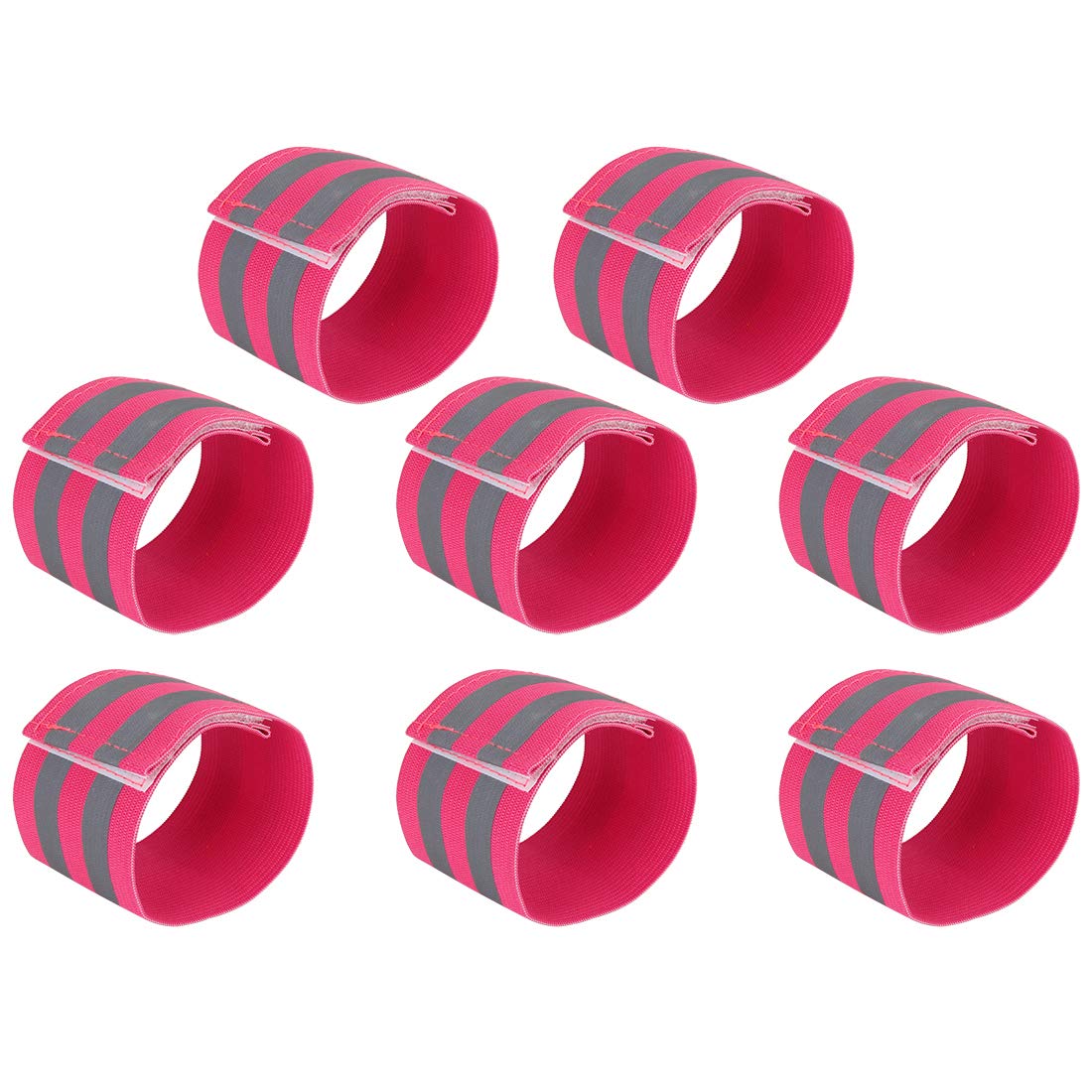 X AUTOHAUX 8 Pcs Reflective Bands for Wrist Cycling Reflective Wristbands Pink
