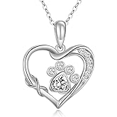 ONEFINITY Paw Print Necklace 925 Sterling Silver Cat Dog Paw Pendant Jewelry for Women Pet Lover Gifts