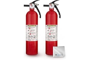 Kidde FA110 Multipurpose Fire Extinguishers 2 Pack - Red, (Rating 1-A:10-B:C) Includes Wholesalehome Cleaning Cloth