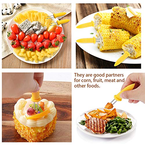 Maiskolbenhalter 4er Set - Edelstahl Grillspieße Mit Holzgriff