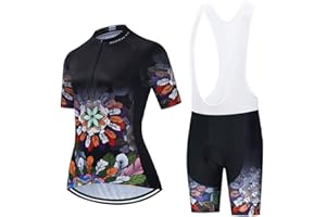 SUDU SUDO Women's Cycling Clothing Set Road Bike Shirts Short Sleeve Breathable Cycling Jersey with Gel Padded Bib Shorts