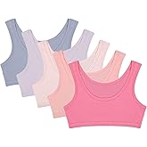 Donella Girls Training Bras - Soft Cotton Kids Sports Bra, 5 Pack Crop Tops