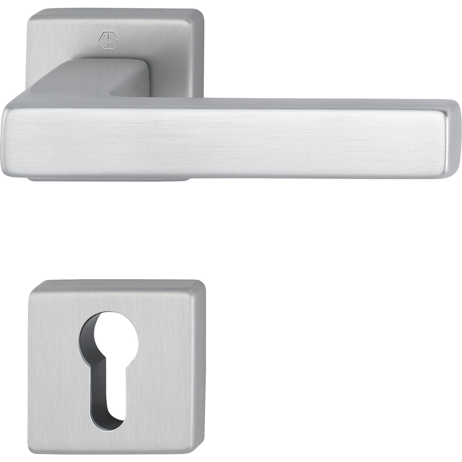 HOPPE Austin 11758156 Handle Set on Rosette PZ, Aluminium Matt Stainless Steel Coloured