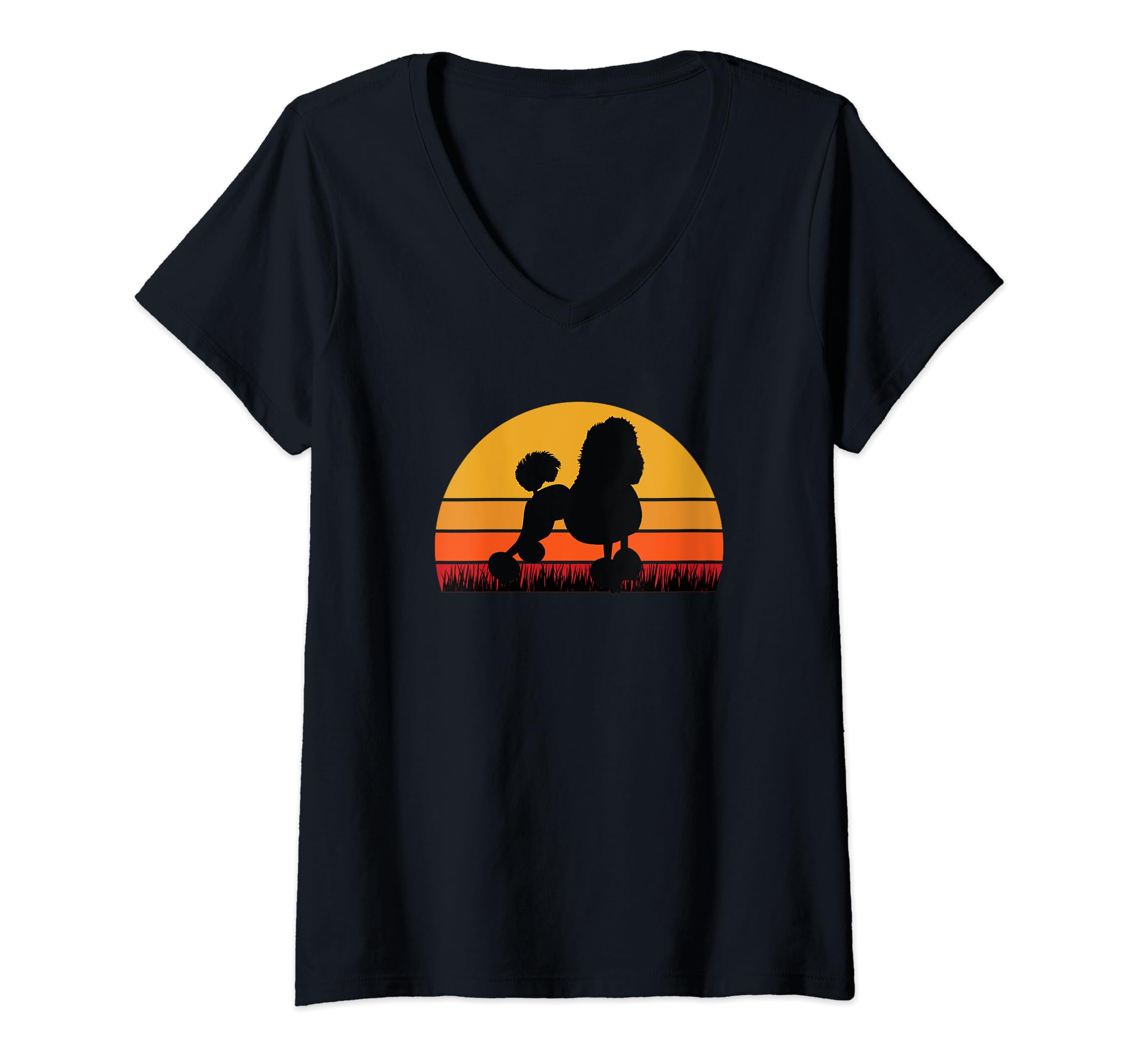 Poodle Dog Pet - Sunset Cute Dog Dad Mom V-Neck T-Shirt