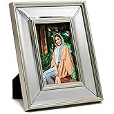 YUNDINGJI 4x6 Beveled Clear Mirror Silver Arc edge Photo Frame-Organic Glass Black Velvet Back Panel for Family,Wedding,Festival,Art,Wall,Tabletop,Decoration and Display.