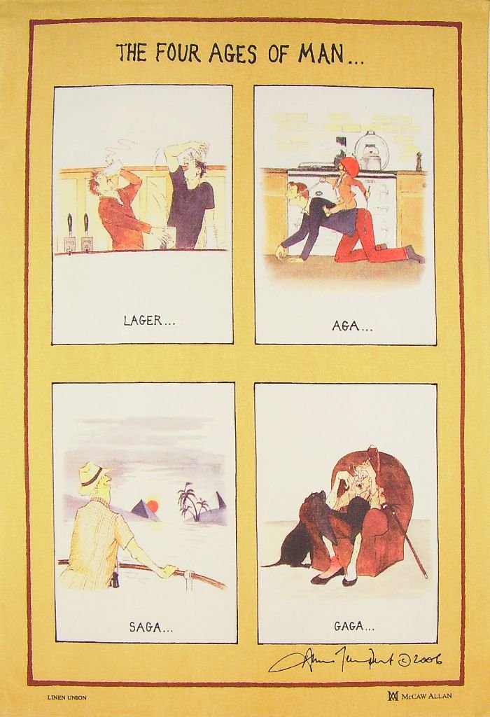 Samuel Lamont The Four Ages of Man Cotton Tea Towel, Beige