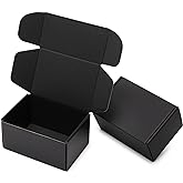 Mcfleet 6x4x3 Small Black Shipping Boxes - 24 Pack Corrugated Cardboard Mailing Box Packaging for Small Business - Tab Locking Literature Mailer Flat Empty Gift Packing Supplies