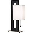 360 Lighting Floating Square 20 1/2" High Small Rectangular Modern Accent Table Lamp Pull Chain Black Metal Single White Shade Living Room Bedroom Bedside Nightstand House Office Home